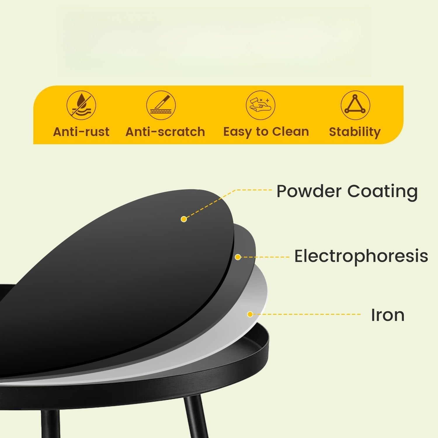 Black Round Steel Outdoor Side Table