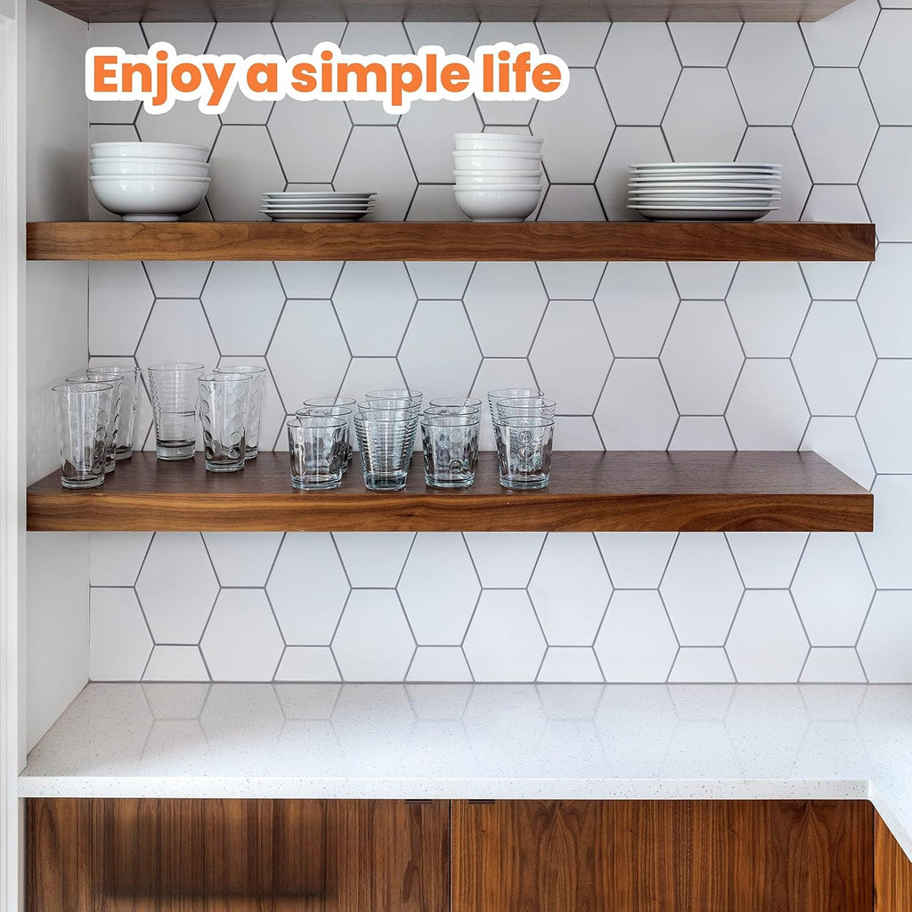 24 Inch Acacia Wood Floating Shelves Set of 2