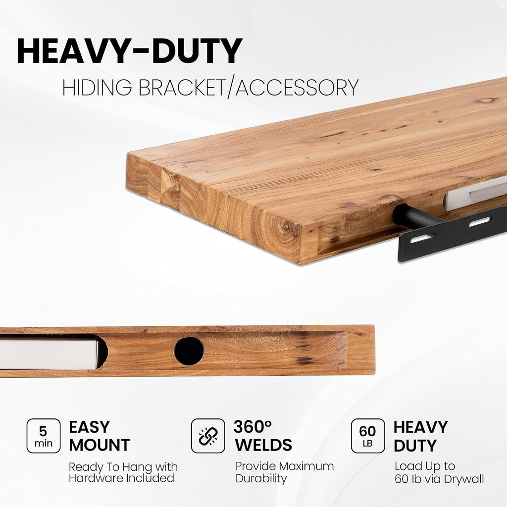 32 Inch Natural Live Edge Floating Shelves Set of 2